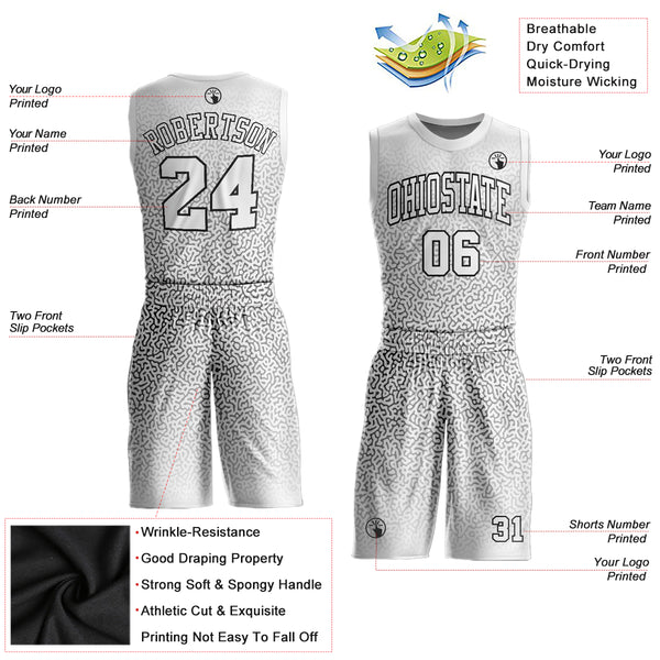 FIITG Custom Basketball Suit Jersey White White-Black Round Neck Sublimation
