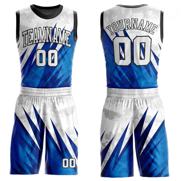 Custom Neon Green White-Light Blue Round Neck Sublimation Basketball Suit  Jersey