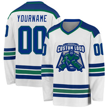 Load image into Gallery viewer, Custom White Royal-Kelly Green Hockey Jersey
