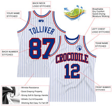 Load image into Gallery viewer, Custom White Royal Pinstripe Royal-Red Authentic Basketball Jersey
