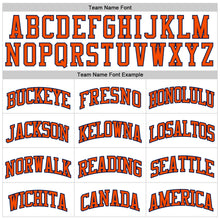 Load image into Gallery viewer, Custom White Orange Pinstripe Orange-Navy Authentic Basketball Jersey
