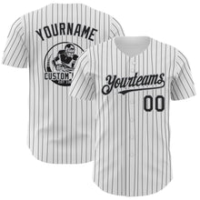 Load image into Gallery viewer, Custom White Black Pinstripe Gray Authentic Baseball Jersey
