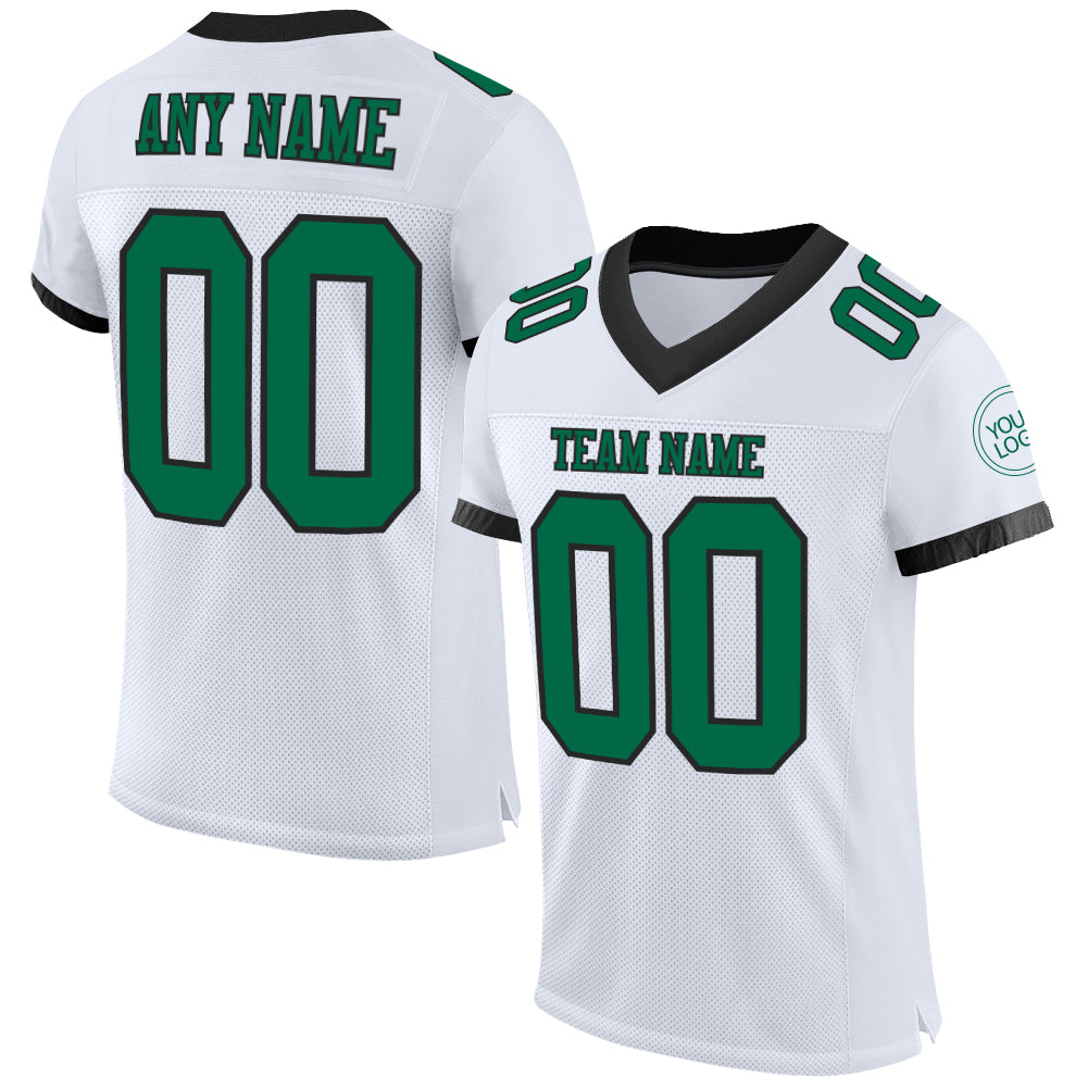 Custom Black Kelly Green-White Mesh Authentic Football Jersey