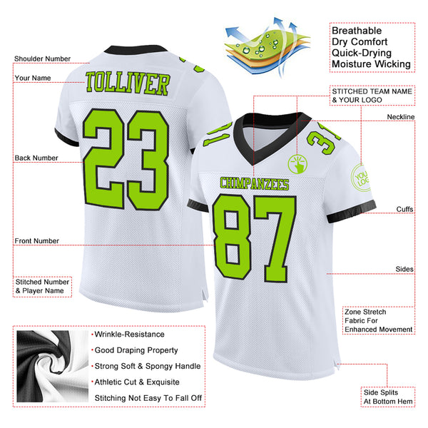 Custom Silver Black-White Mesh Drift Fashion Football Jersey – FiitgCustom