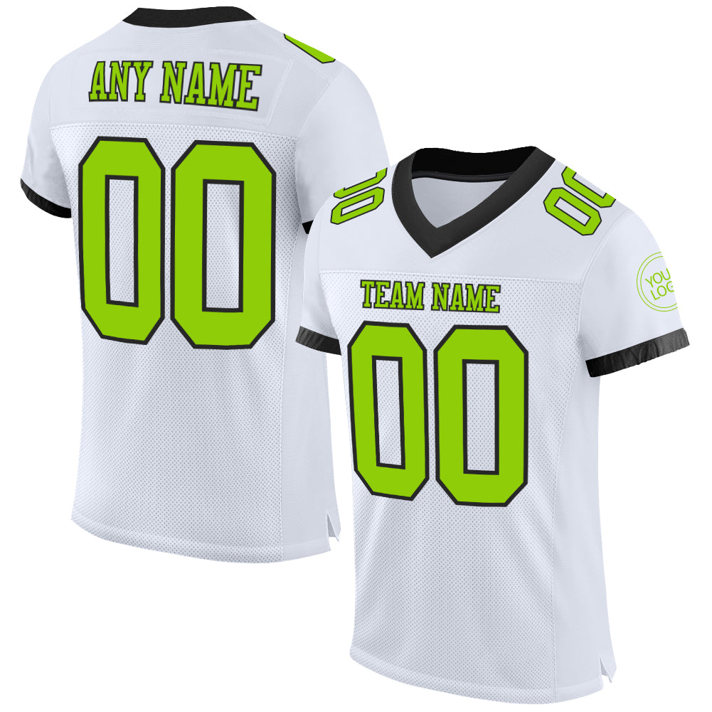 Custom Navy Neon Green-Gray Mesh Drift Fashion Football Jersey