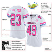 Load image into Gallery viewer, Custom White Pink Black-Light Blue Mesh Authentic Football Jersey
