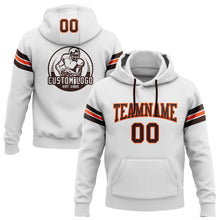 Load image into Gallery viewer, Custom Stitched White Brown-Orange Football Pullover Sweatshirt Hoodie
