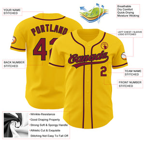 Custom Yellow Crimson-Black Authentic Baseball Jersey