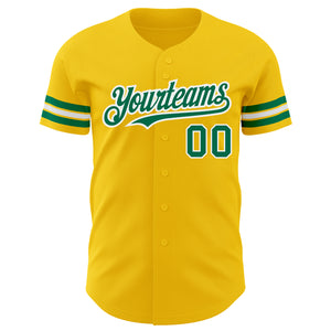 Custom Yellow Kelly Green-White Authentic Baseball Jersey