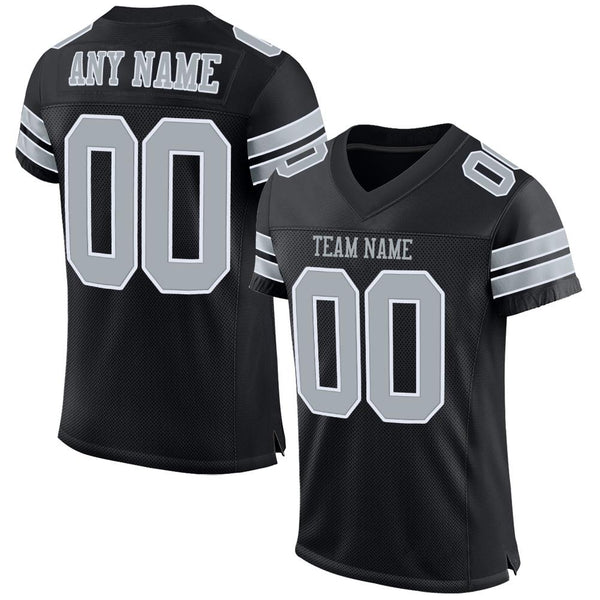 Custom Silver Black-White Mesh Drift Fashion Football Jersey – FiitgCustom