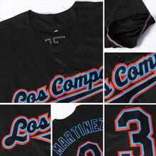 Load image into Gallery viewer, Custom Black Black-Powder Blue Authentic Baseball Jersey
