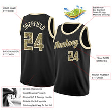 Load image into Gallery viewer, Custom Black Camo-Cream Round Neck Rib-Knit Basketball Jersey
