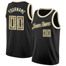 Load image into Gallery viewer, Custom Black Camo-Cream Round Neck Rib-Knit Basketball Jersey
