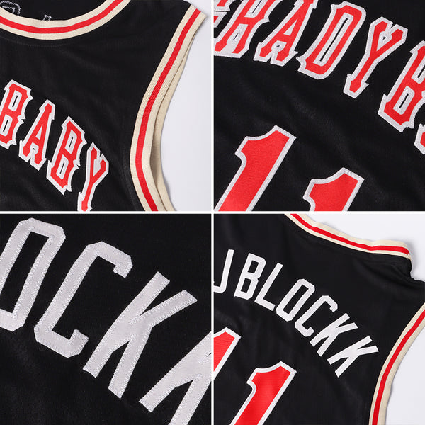 Custom Light Blue Black-White Authentic Throwback Basketball Jersey