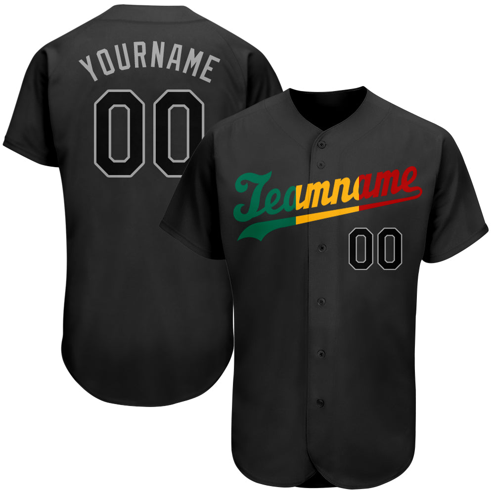 Custom Gray Red-Black Authentic Two Tone Baseball Jersey