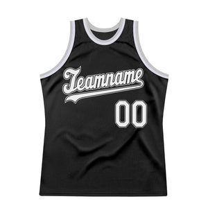 Custom Black White-Gray Authentic Throwback Basketball Jersey