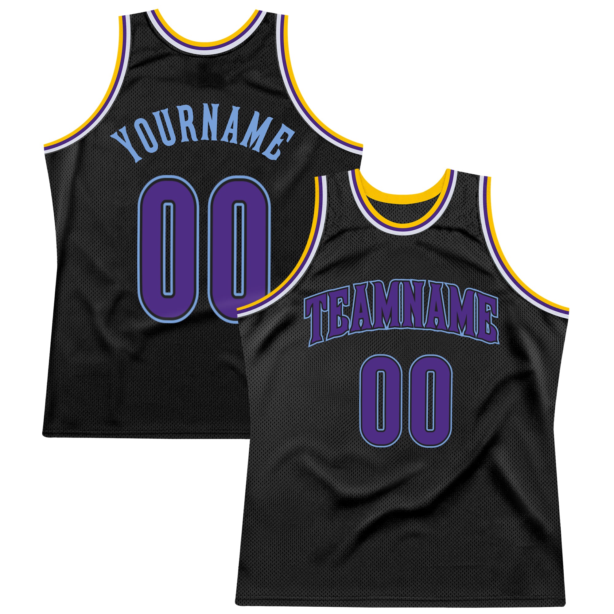 Creat Basketball Authentic Black Purple Throwback Light Blue