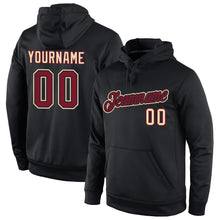 Load image into Gallery viewer, Custom Stitched Black Crimson-Cream Sports Pullover Sweatshirt Hoodie
