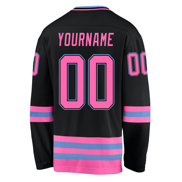 Custom Light Blue Pink-White Hockey Jersey