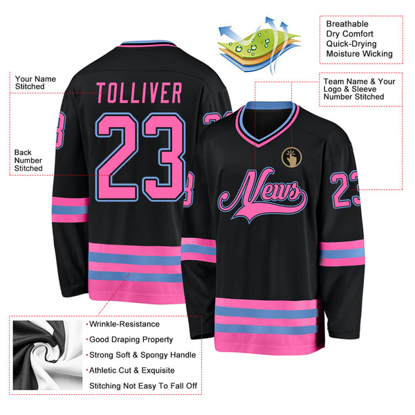 Custom Light Blue Pink-White Hockey Jersey Discount