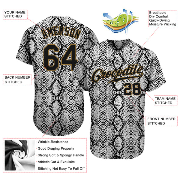 Custom Team White Baseball Authentic Gold Jersey Black