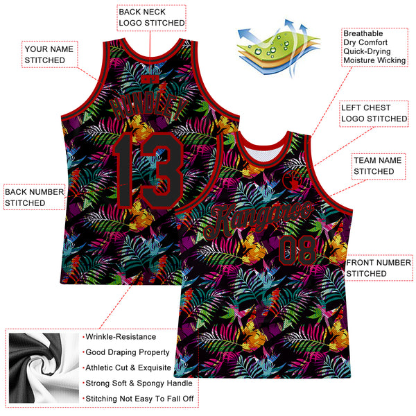 Cheap Custom Teal Black 3D Pattern Design Hawaii Palm Leaves