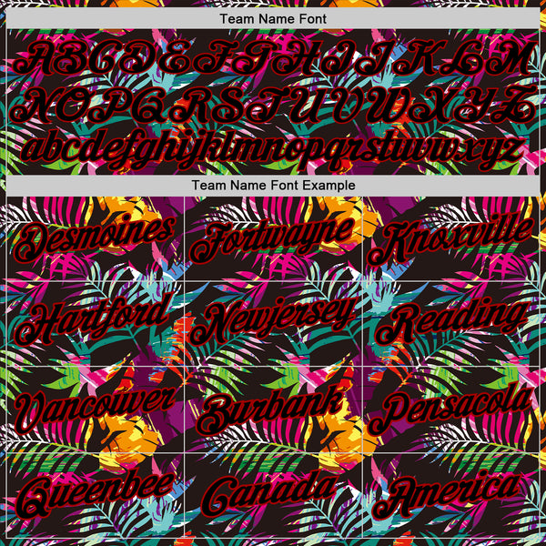 Cheap Custom Teal Black 3D Pattern Design Hawaii Palm Leaves