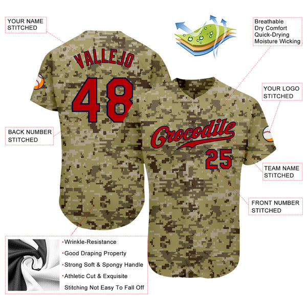 Custom Camo Navy-Orange Authentic Salute To Service Baseball Jersey