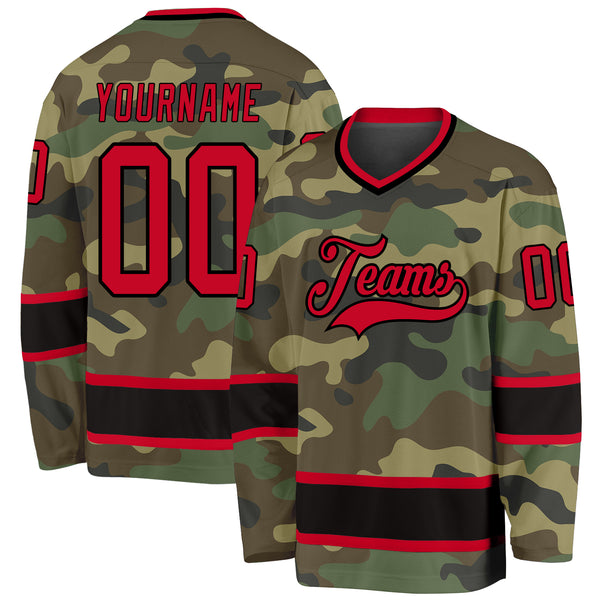 Custom Camo Red-Black Salute To Service Hockey Jersey Fast Shipping –  FiitgCustom