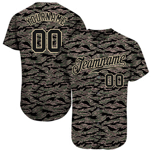 Custom Camo Black-Cream Authentic Salute To Service Baseball Jersey