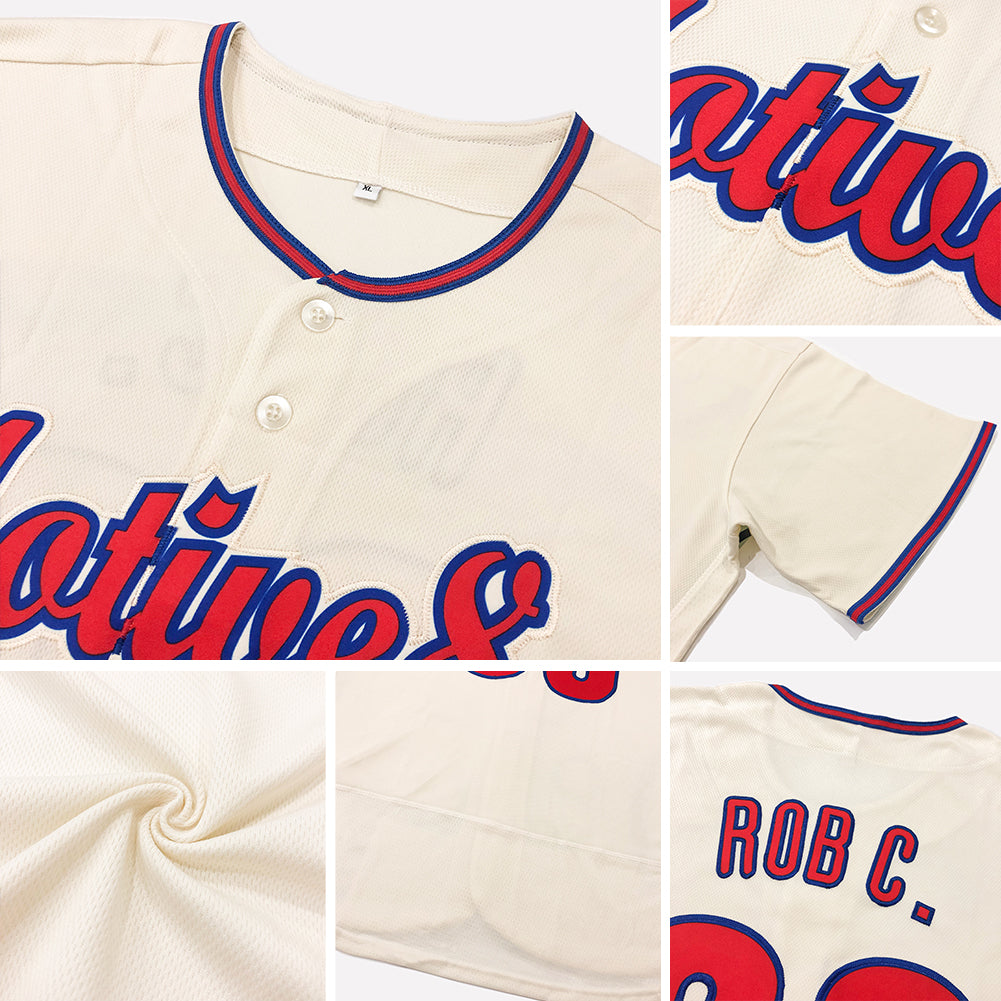 Custom Cream Red-Navy Authentic Baseball Jersey – FiitgCustom