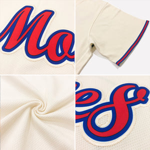 Custom Cream Red-Royal Authentic Throwback Rib-Knit Baseball Jersey Shirt