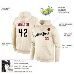 Custom Stitched Cream Black-Crimson Sports Pullover Sweatshirt Hoodie