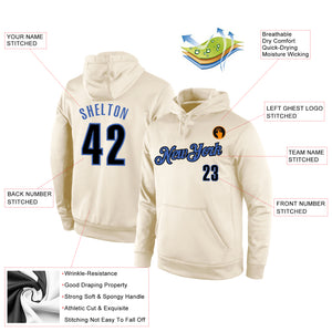 Custom Stitched Cream Black-Blue Sports Pullover Sweatshirt Hoodie