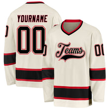 Load image into Gallery viewer, Custom Cream Black-Red Hockey Jersey
