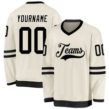 Load image into Gallery viewer, Custom Cream Black Hockey Jersey
