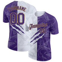 Load image into Gallery viewer, Custom Graffiti Pattern Purple-Old Gold 3D Performance T-Shirt
