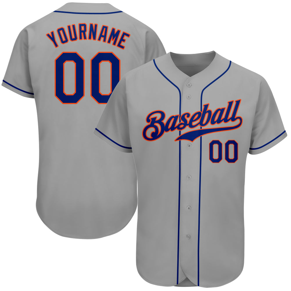 Custom Cream Royal Pinstripe Royal-Orange Authentic Baseball