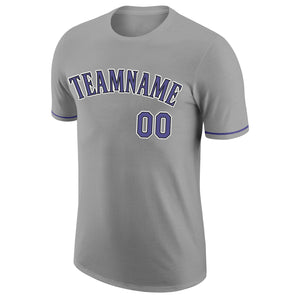 Custom Gray Purple-Black Performance T-Shirt