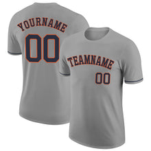 Load image into Gallery viewer, Custom Gray Navy-Orange Performance T-Shirt
