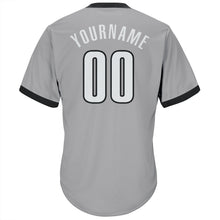 Load image into Gallery viewer, Custom Gray White-Black Authentic Throwback Rib-Knit Baseball Jersey Shirt
