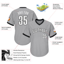 Load image into Gallery viewer, Custom Gray White-Black Authentic Throwback Rib-Knit Baseball Jersey Shirt
