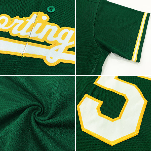 Creat Baseball Authentic Kelly Green White Throwback Gold Jersey –  FiitgCustom