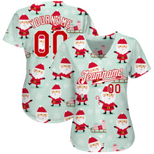 Load image into Gallery viewer, Custom Green Red-White Christmas 3D Authentic Baseball Jersey
