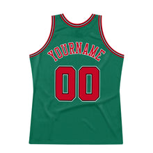 Load image into Gallery viewer, Custom Kelly Green Red-Black Authentic Throwback Basketball Jersey
