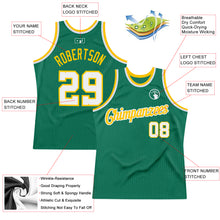 Load image into Gallery viewer, Custom Kelly Green White-Gold Authentic Throwback Basketball Jersey
