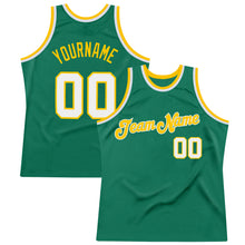 Load image into Gallery viewer, Custom Kelly Green White-Gold Authentic Throwback Basketball Jersey
