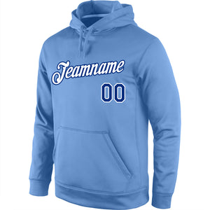 Custom Stitched Light Blue White-Royal Sports Pullover Sweatshirt Hoodie