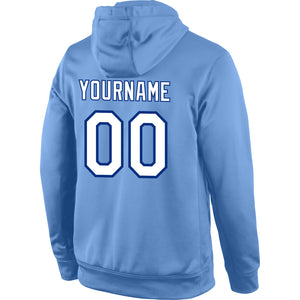 Custom Stitched Light Blue White-Royal Sports Pullover Sweatshirt Hoodie