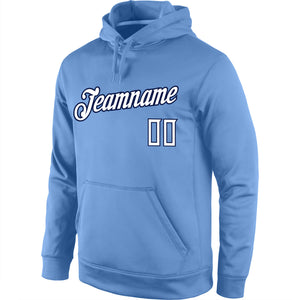 Custom Stitched Light Blue White-Navy Sports Pullover Sweatshirt Hoodie